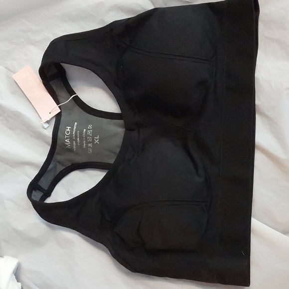 Match Womens Black Racerback Sports Bra Activewear Removable PADS Sz.L - Picture 1 of 3